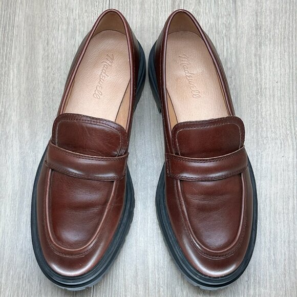 Madewell The Bradley Chunky Lugsole Loafer Women Sz 8 Leather Chunky Cherry Wood - Picture 9 of 13